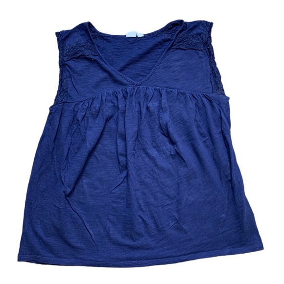 GAP Lace Trim Tank Top With V Cut Navy Blue Size Medium - Picture 1 of 9